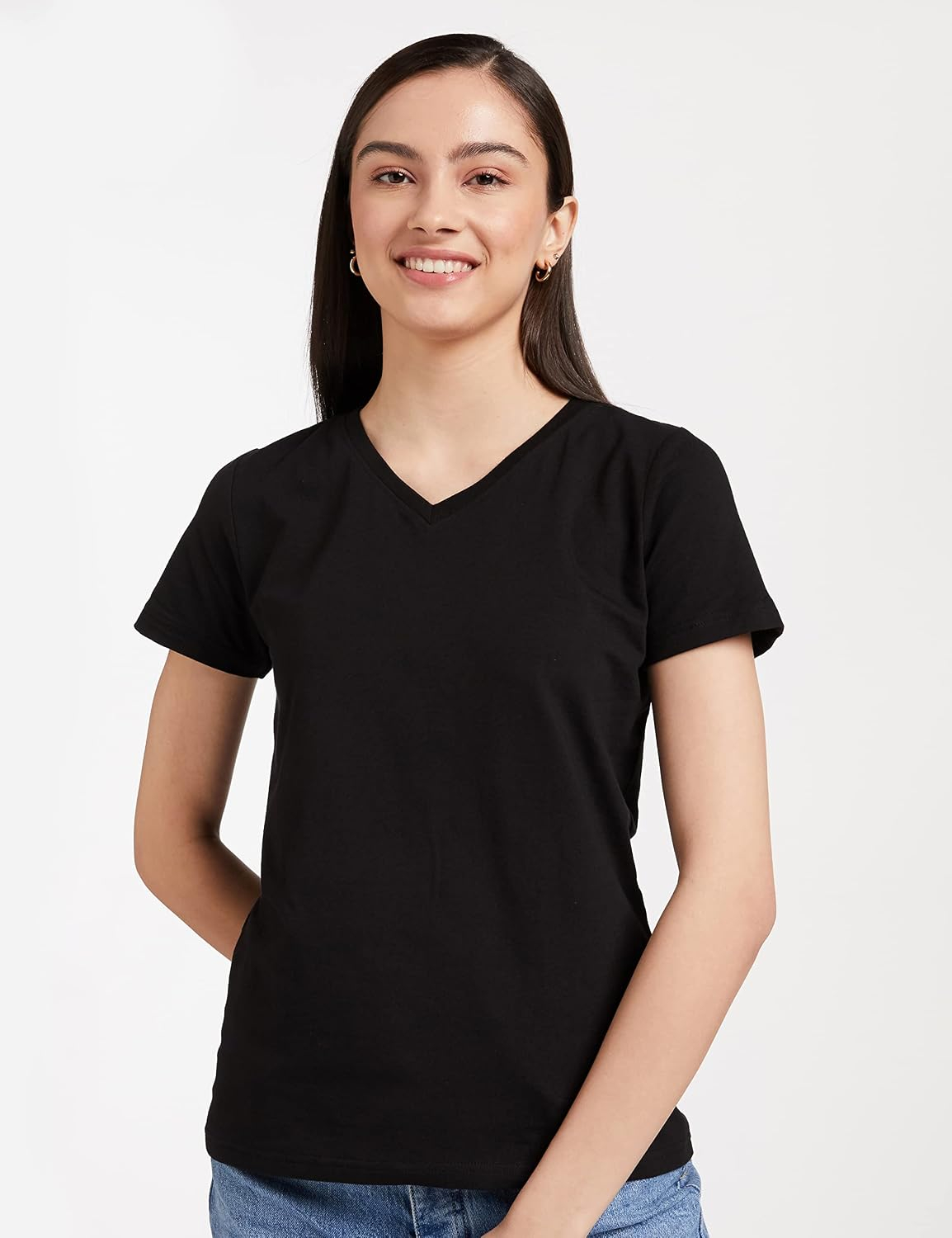Women's Stretch Cotton V-Neck T-Shirt - Image 88