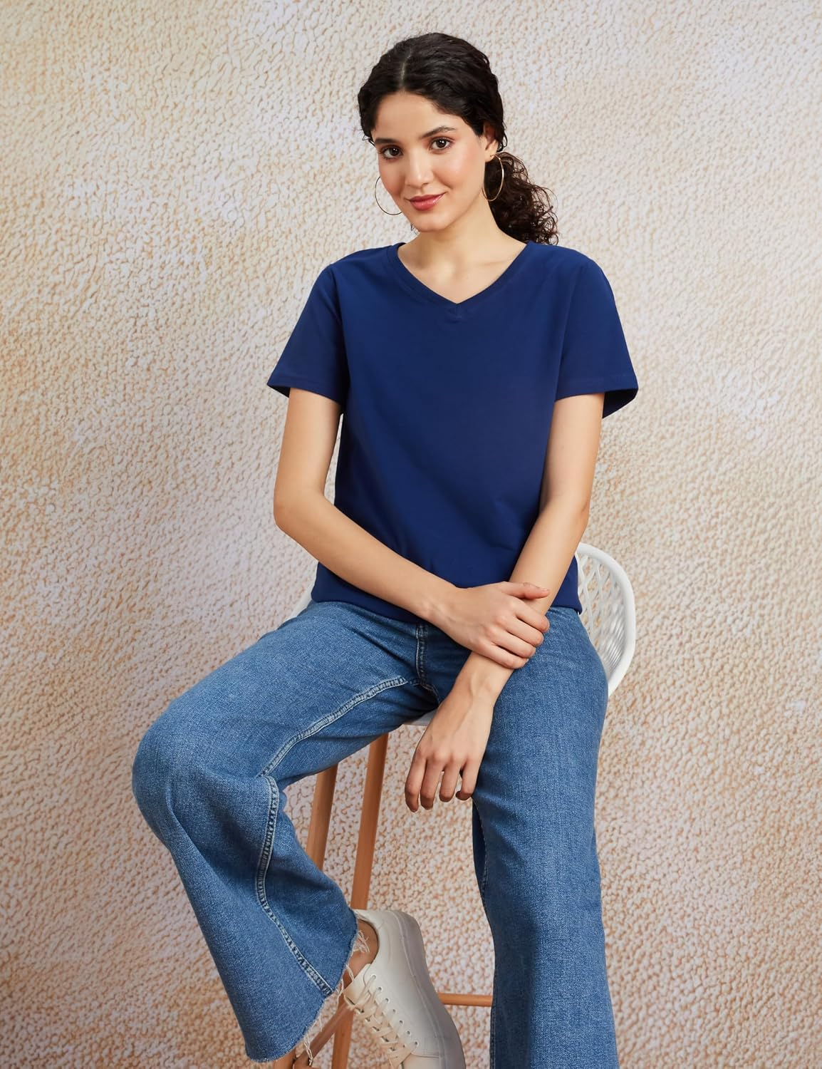 Women's Stretch Cotton V-Neck T-Shirt - Image 97