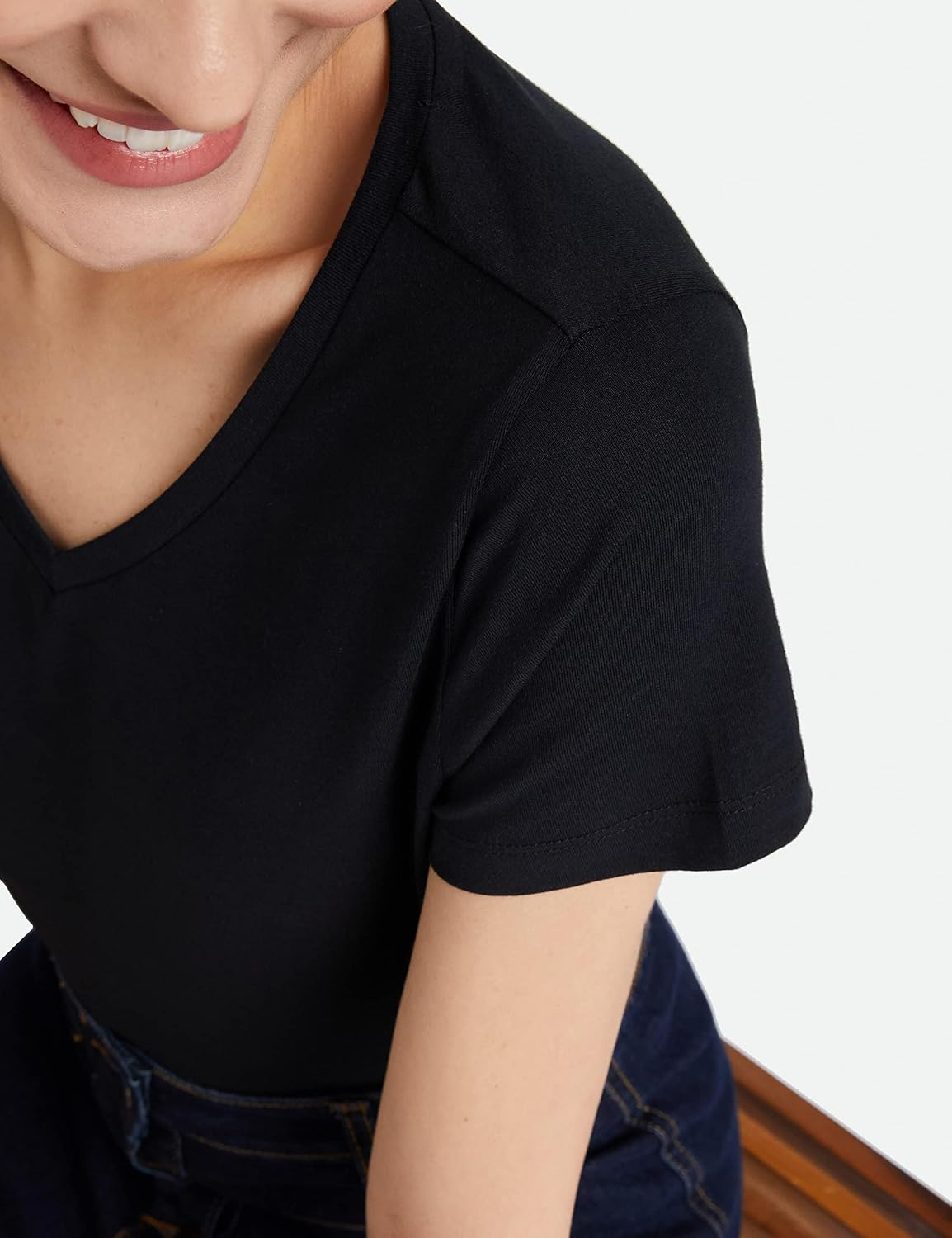 Women's Stretch Cotton V-Neck T-Shirt - Image 99