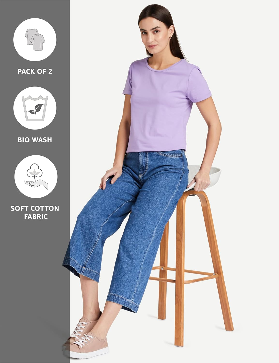 Women's Stretch Cotton Crew-Neck T-Shirt - Image 62