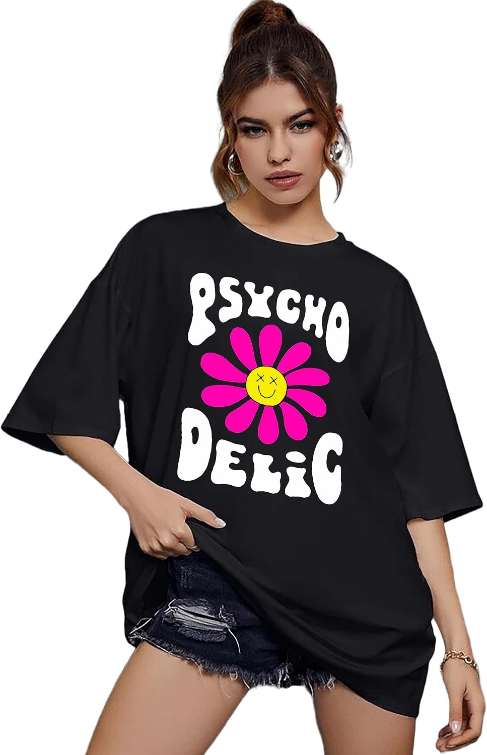 Women's Oversized Printed Longline T-Shirt - Image 9