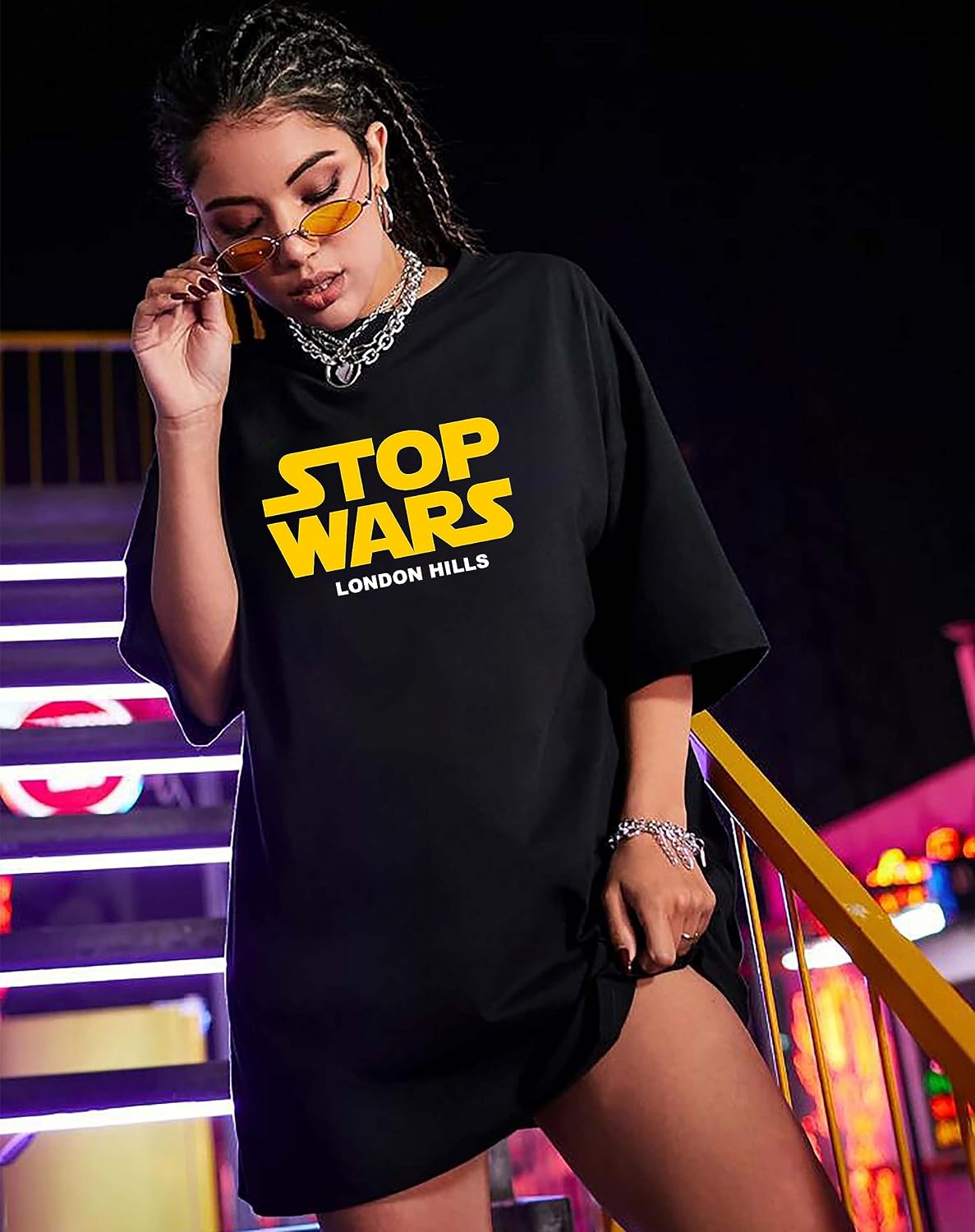 Women's Oversized Printed Longline T-Shirt - Image 25