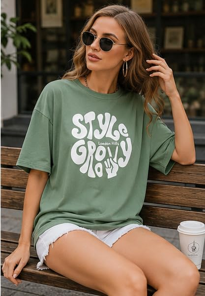 Women's Oversized Printed Longline T-Shirt - Image 50