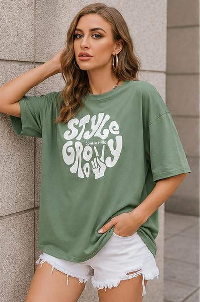 Women's Oversized Printed Longline T-Shirt - Image 51