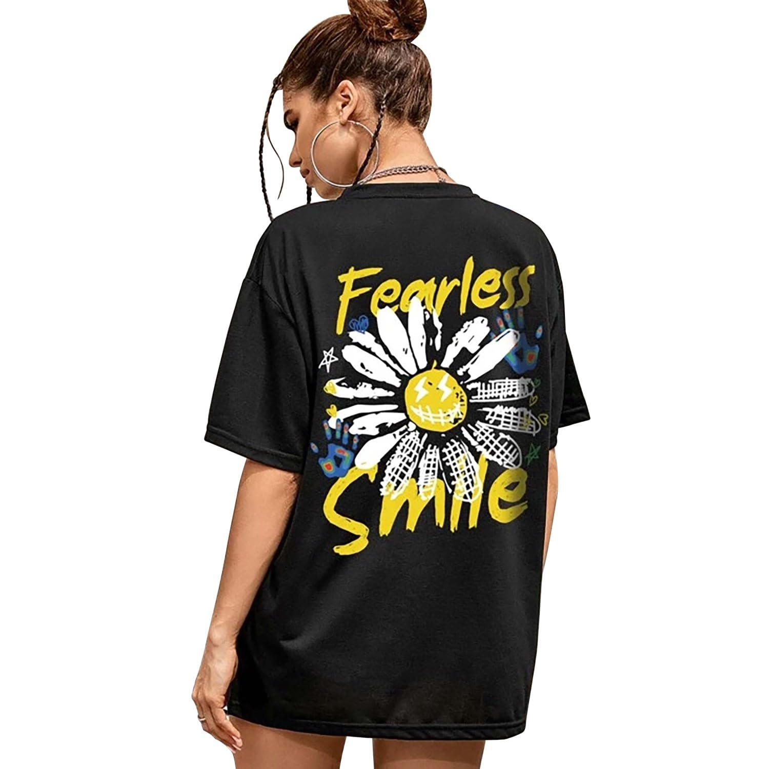 Women's Oversized Printed Longline T-Shirt - Image 54