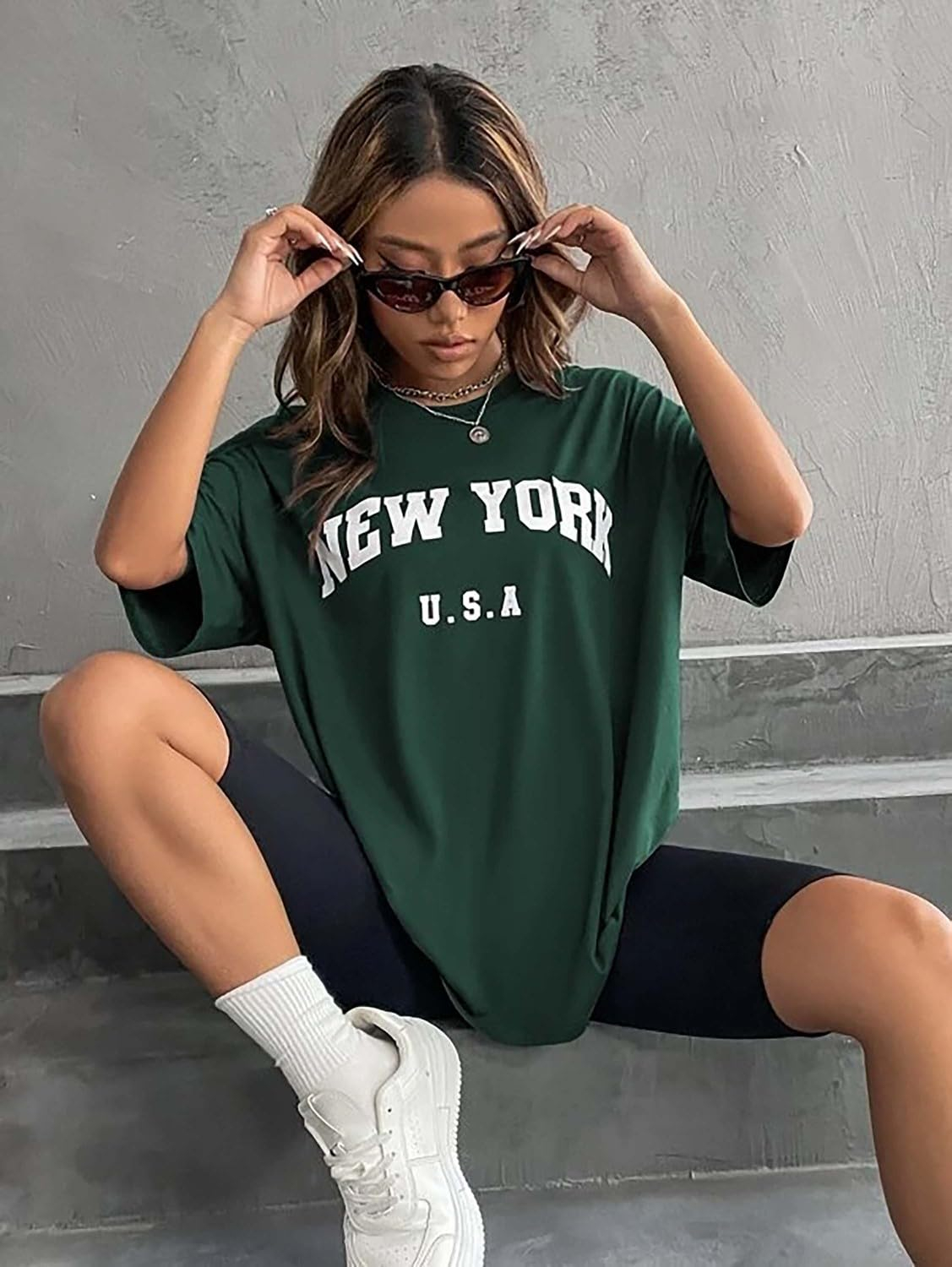 Women's Oversized Printed Longline T-Shirt - Image 64