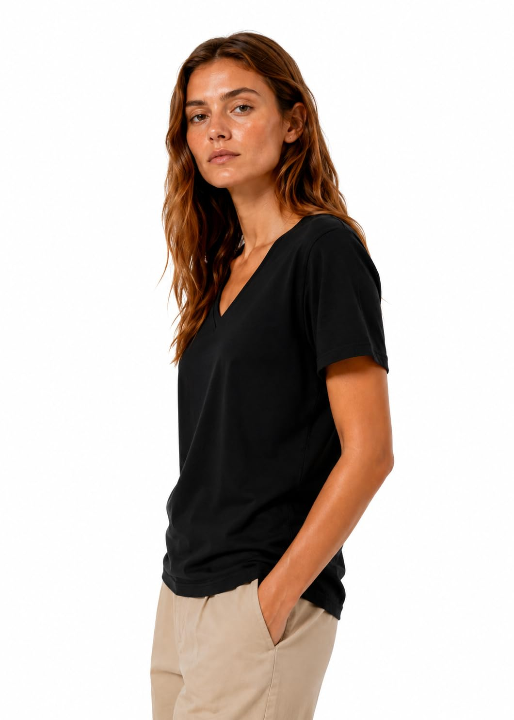 Women's Cotton V-Neck Everyday T-Shirt - Image 3