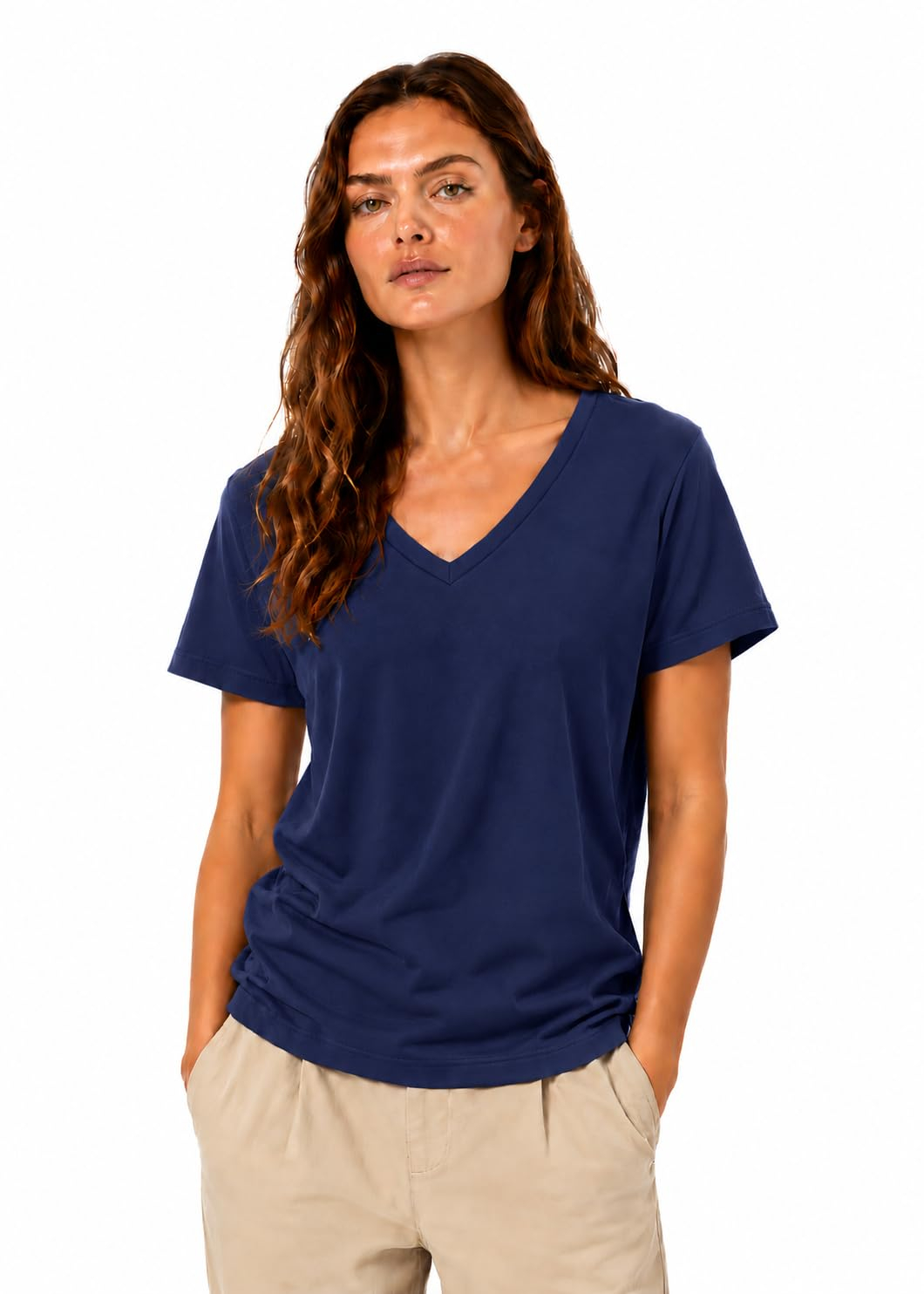 Women's Cotton V-Neck Everyday T-Shirt - Image 17