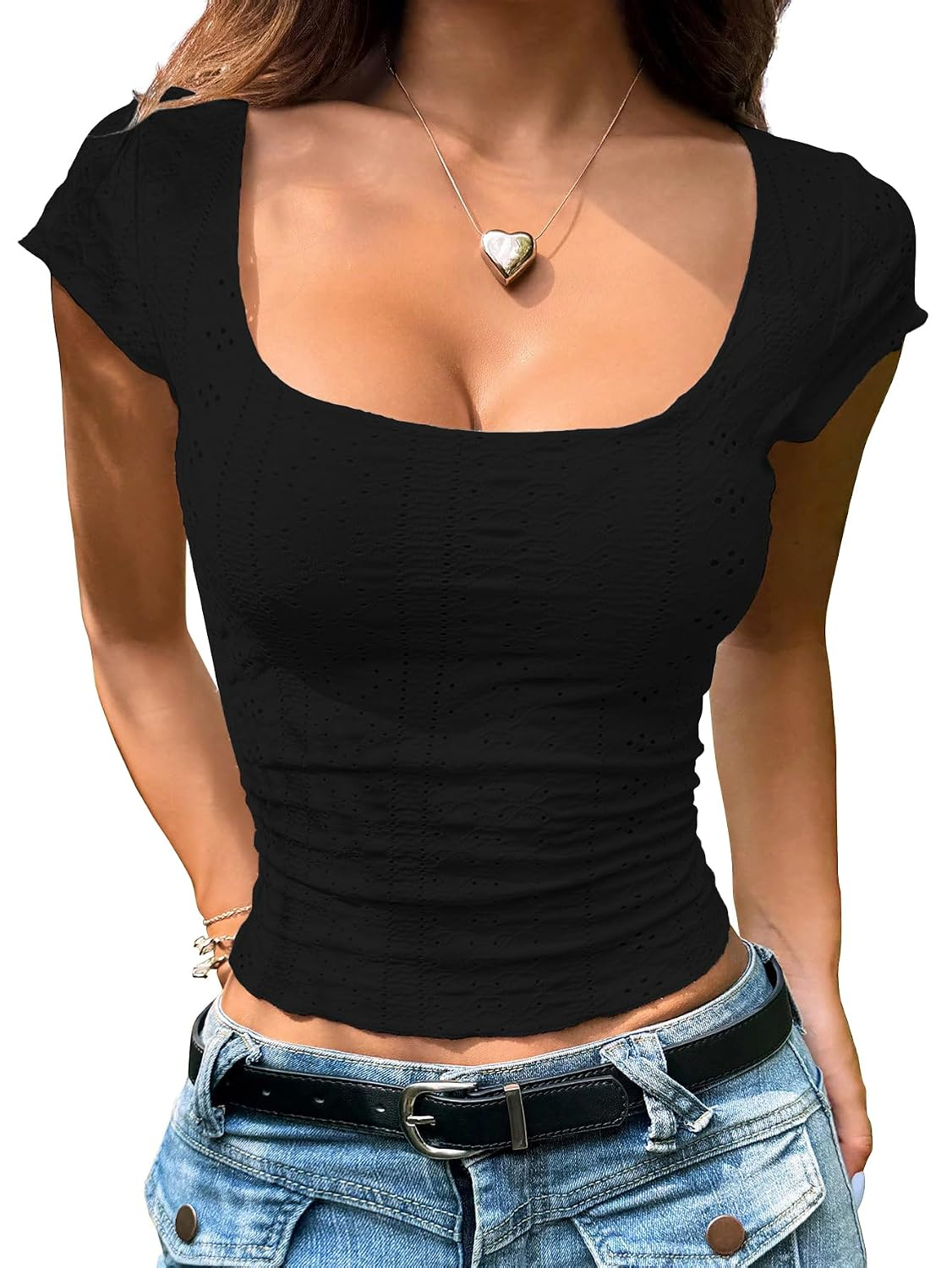 Women's Embroidered Square-Neck Crop Top - Image 23
