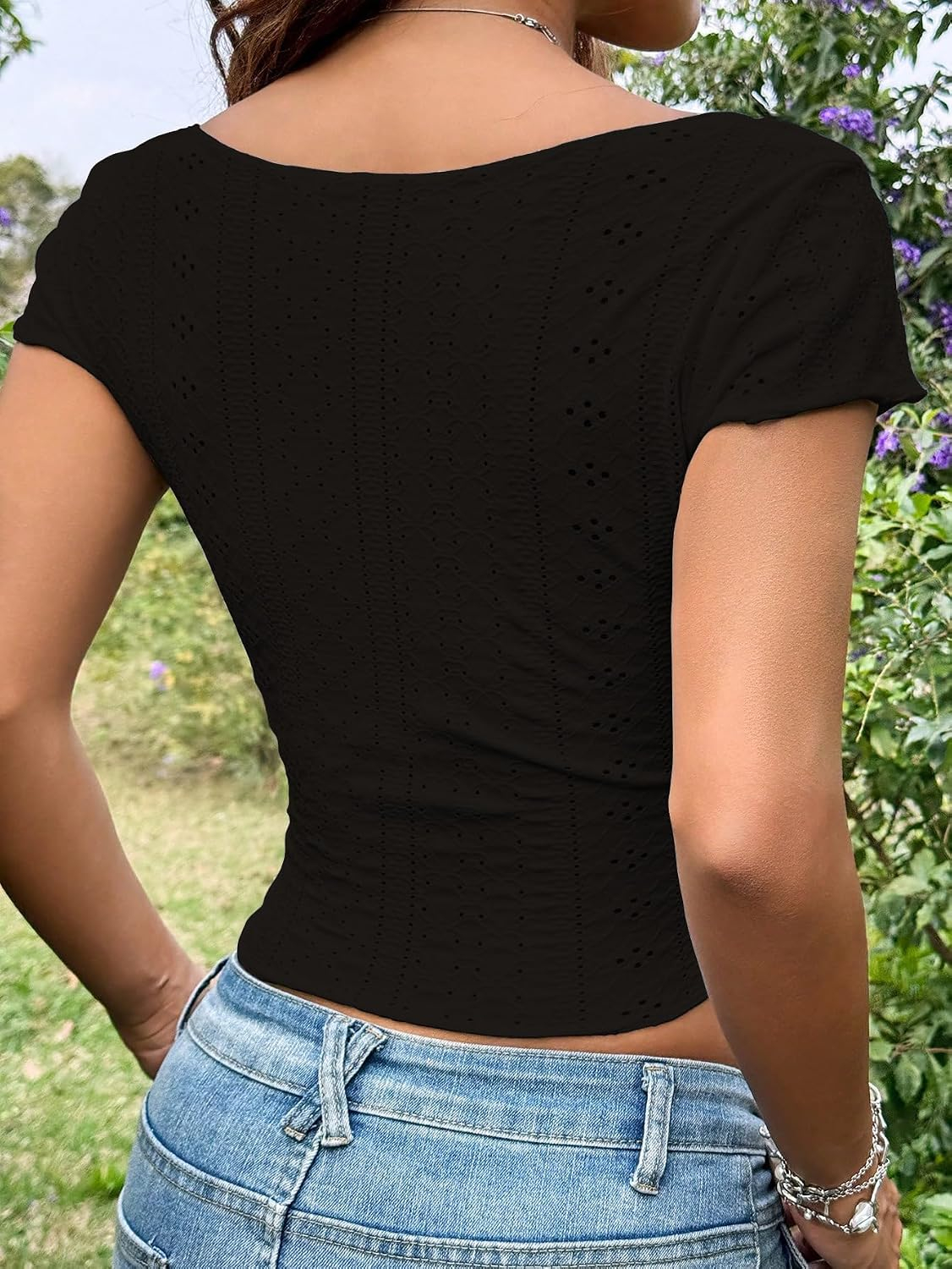 Women's Embroidered Square-Neck Crop Top - Image 24