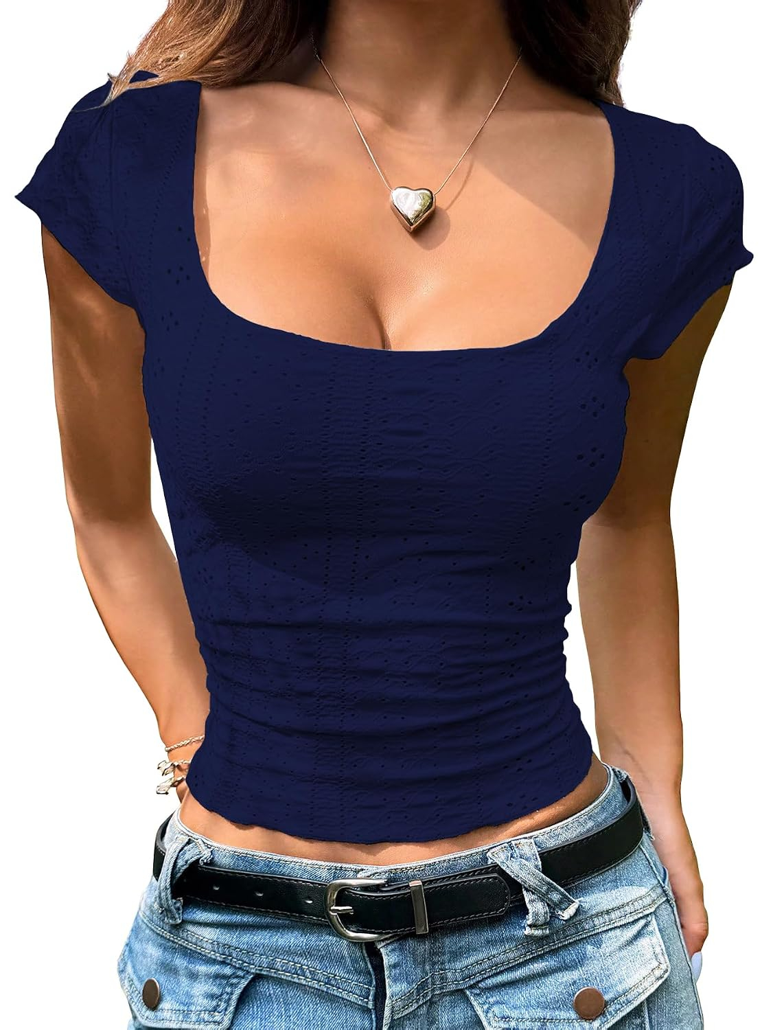 Women's Embroidered Square-Neck Crop Top - Image 30