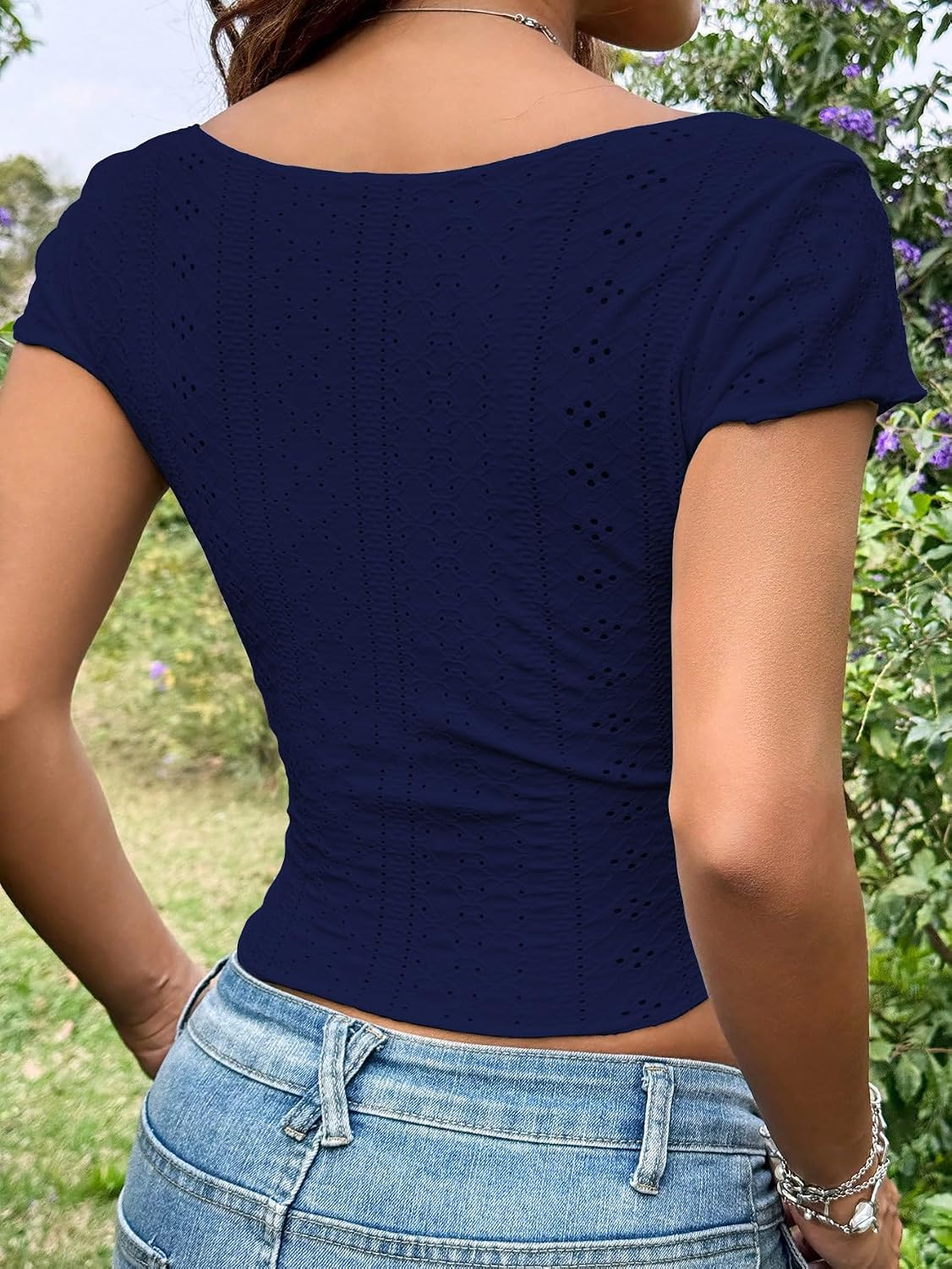 Women's Embroidered Square-Neck Crop Top - Image 31