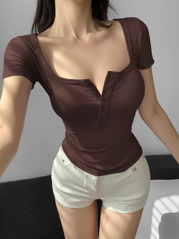 Women's Ribbed Button-Front Crop Top - Image 4