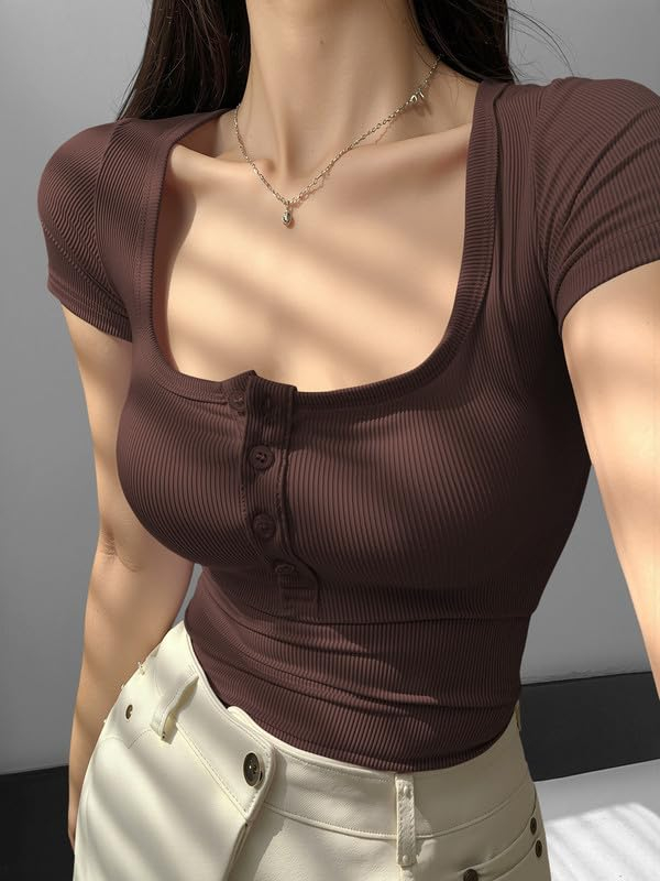 Women's Ribbed Button-Front Crop Top - Image 5
