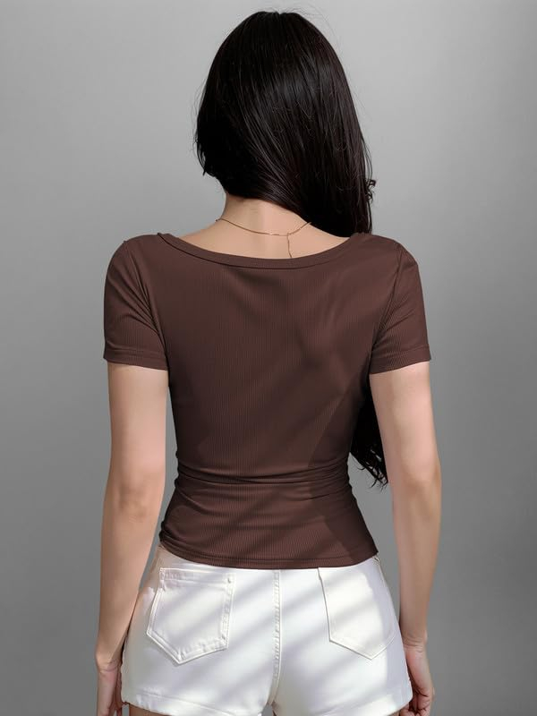 Women's Ribbed Button-Front Crop Top - Image 6