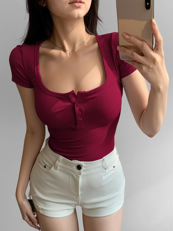 Women's Ribbed Button-Front Crop Top - Image 9