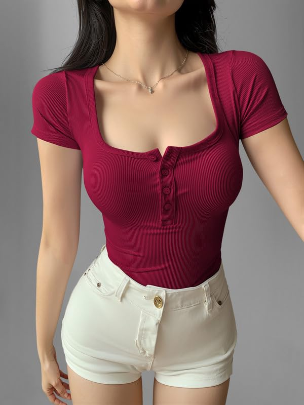 Women's Ribbed Button-Front Crop Top - Image 10