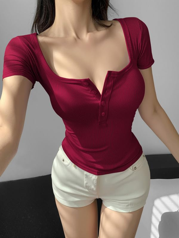 Women's Ribbed Button-Front Crop Top - Image 11