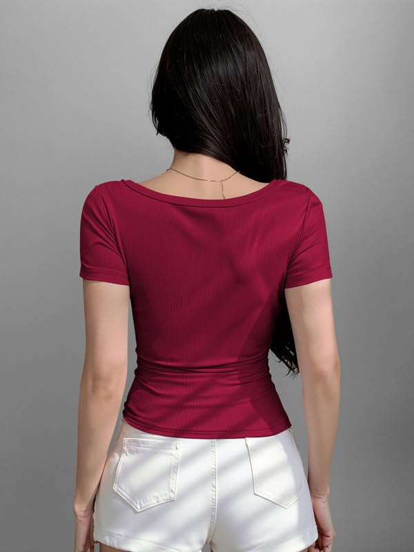 Women's Ribbed Button-Front Crop Top - Image 12