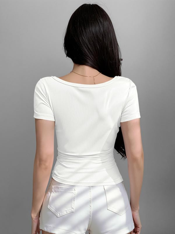 Women's Ribbed Button-Front Crop Top - Image 18