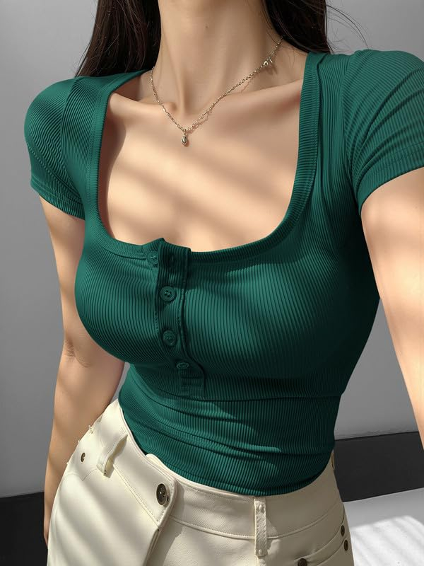 Women's Ribbed Button-Front Crop Top - Image 20