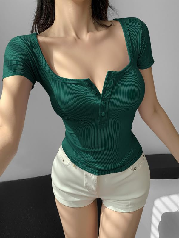Women's Ribbed Button-Front Crop Top - Image 23