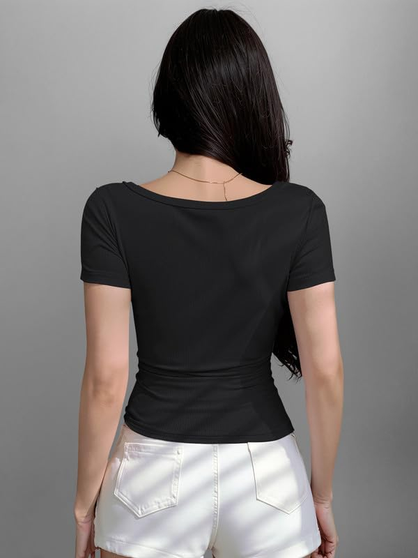 Women's Ribbed Button-Front Crop Top - Image 26