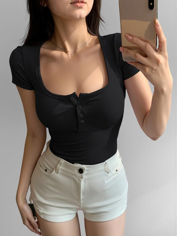 Women's Ribbed Button-Front Crop Top - Image 27