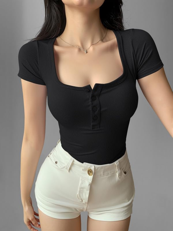 Women's Ribbed Button-Front Crop Top - Image 28