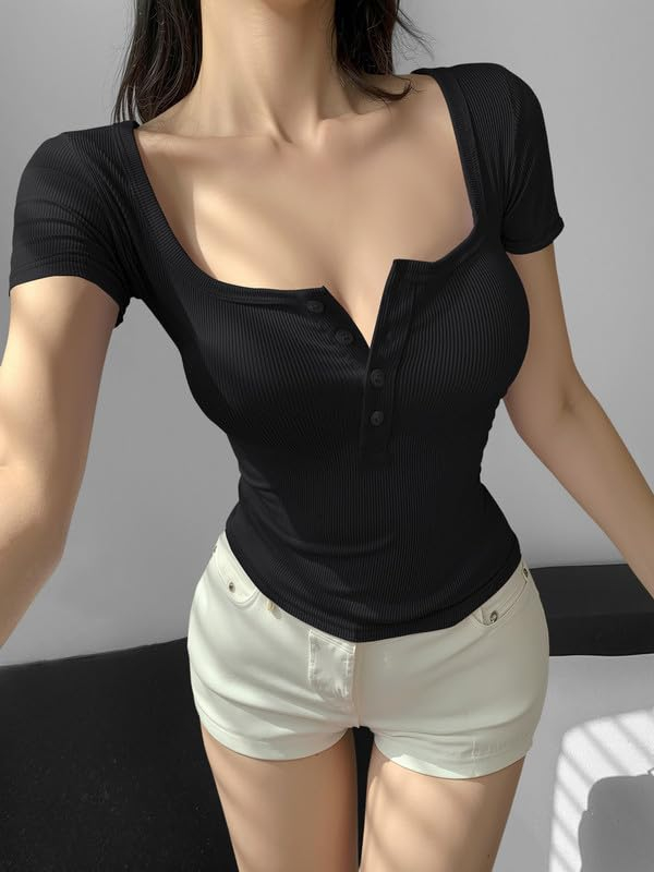 Women's Ribbed Button-Front Crop Top - Image 29