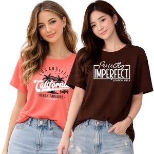 Women's Printed Cotton T-Shirt Duo