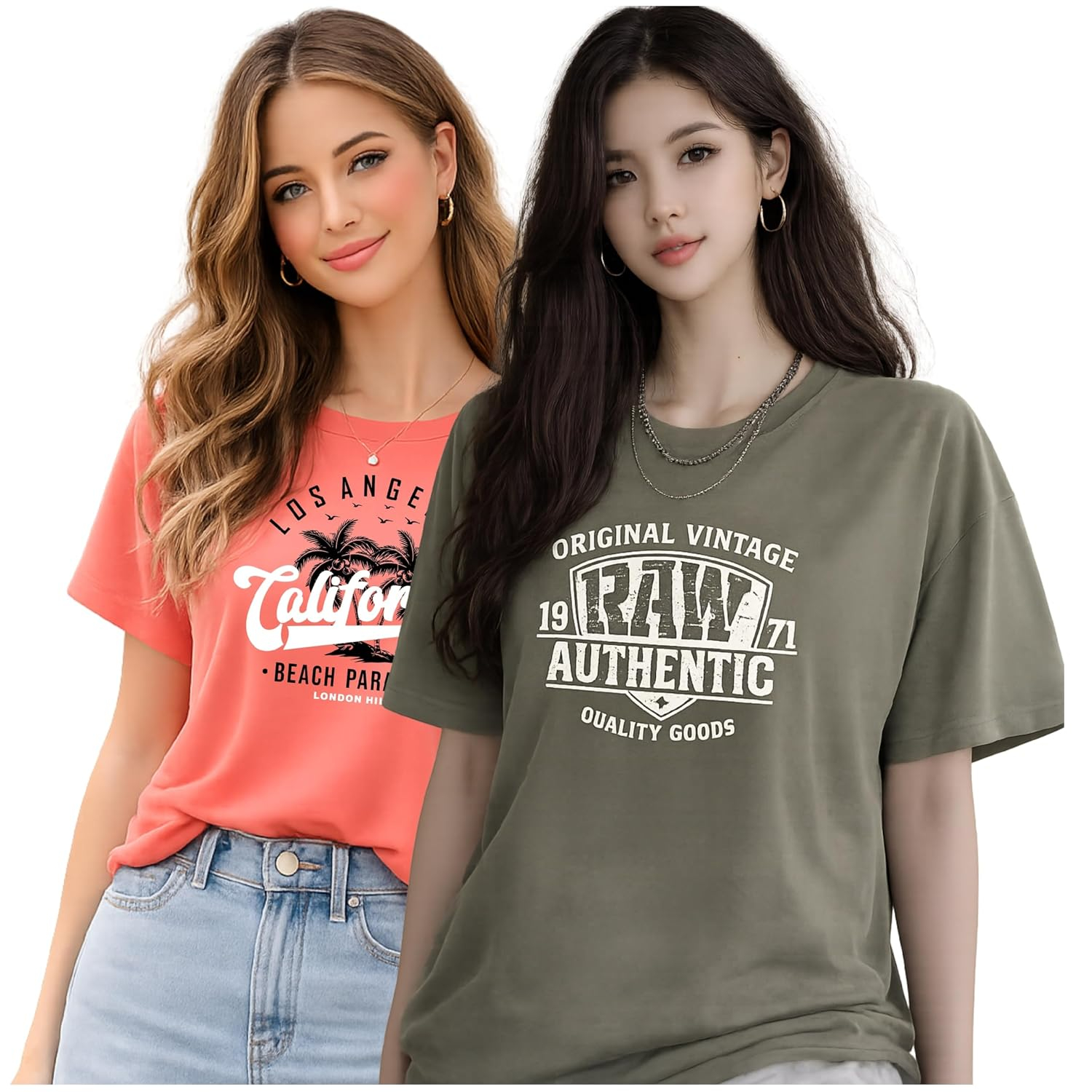 Women's Printed Cotton T-Shirt Duo - Image 9