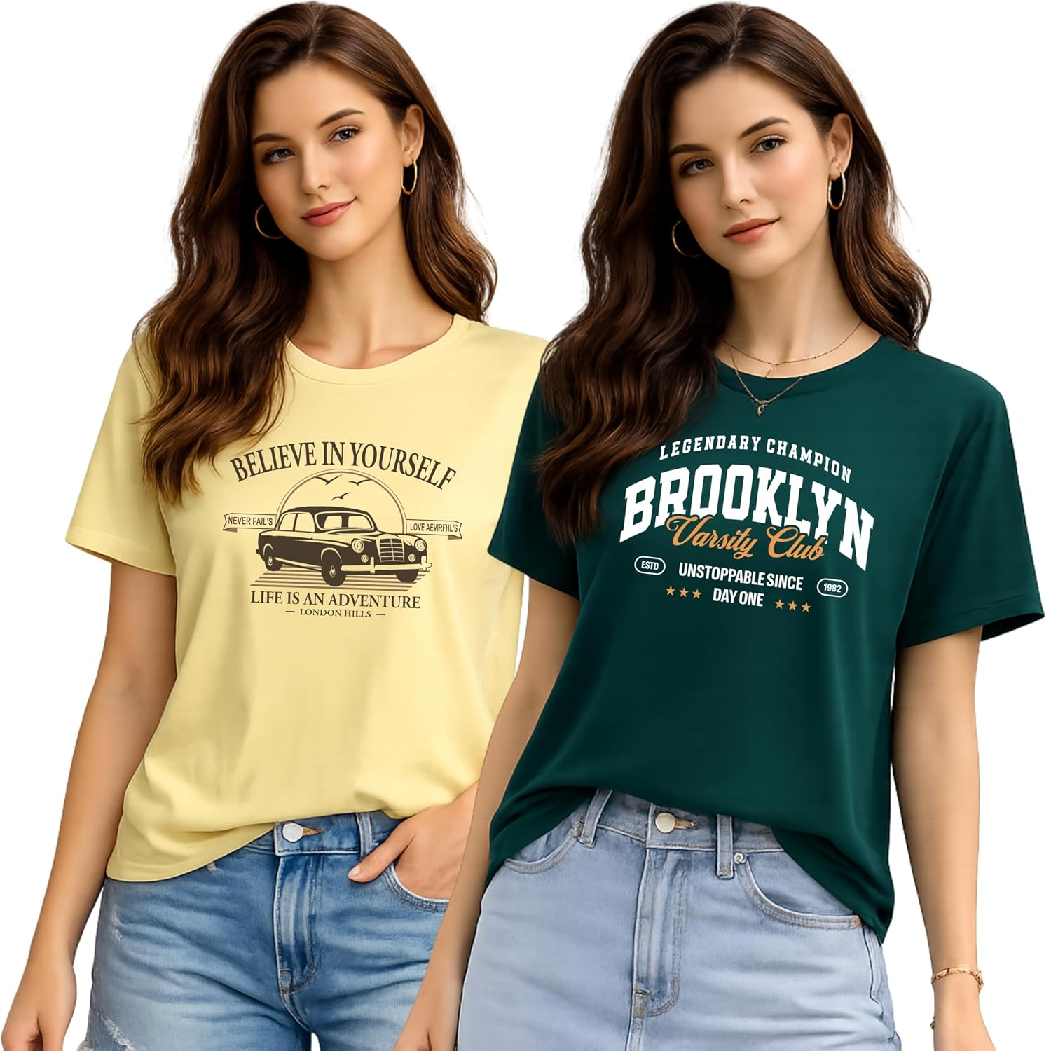 Women's Printed Cotton T-Shirt Duo - Image 29