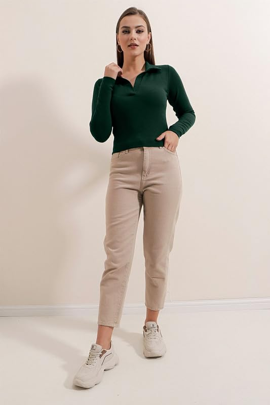 Women's Collared Long-Sleeve Tee Top - Image 7