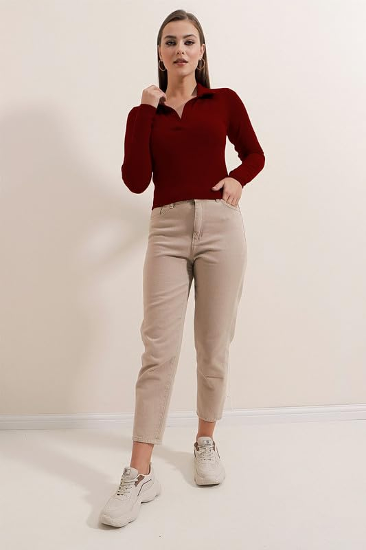 Women's Collared Long-Sleeve Tee Top - Image 15