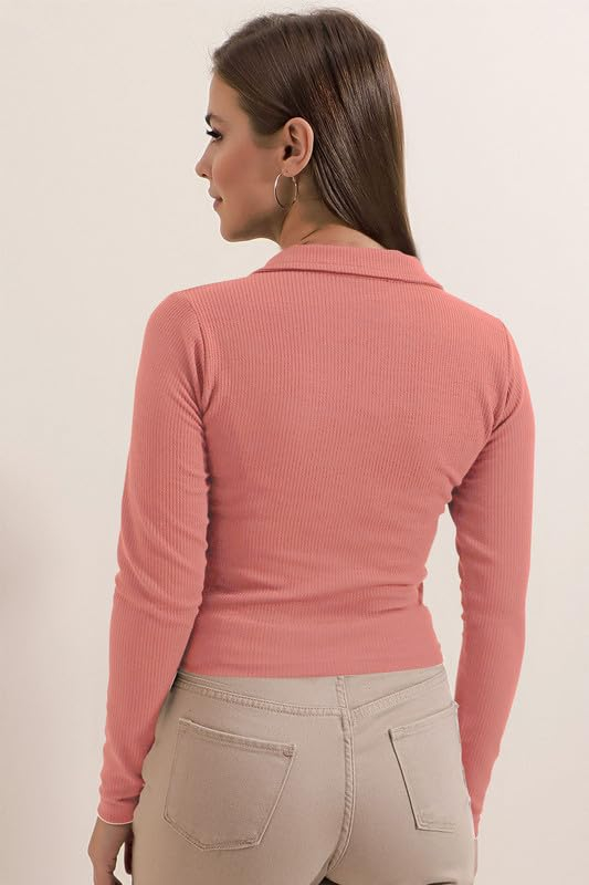 Women's Collared Long-Sleeve Tee Top - Image 44