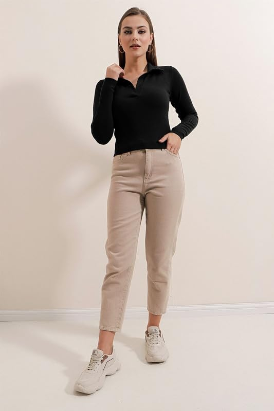 Women's Collared Long-Sleeve Tee Top - Image 47