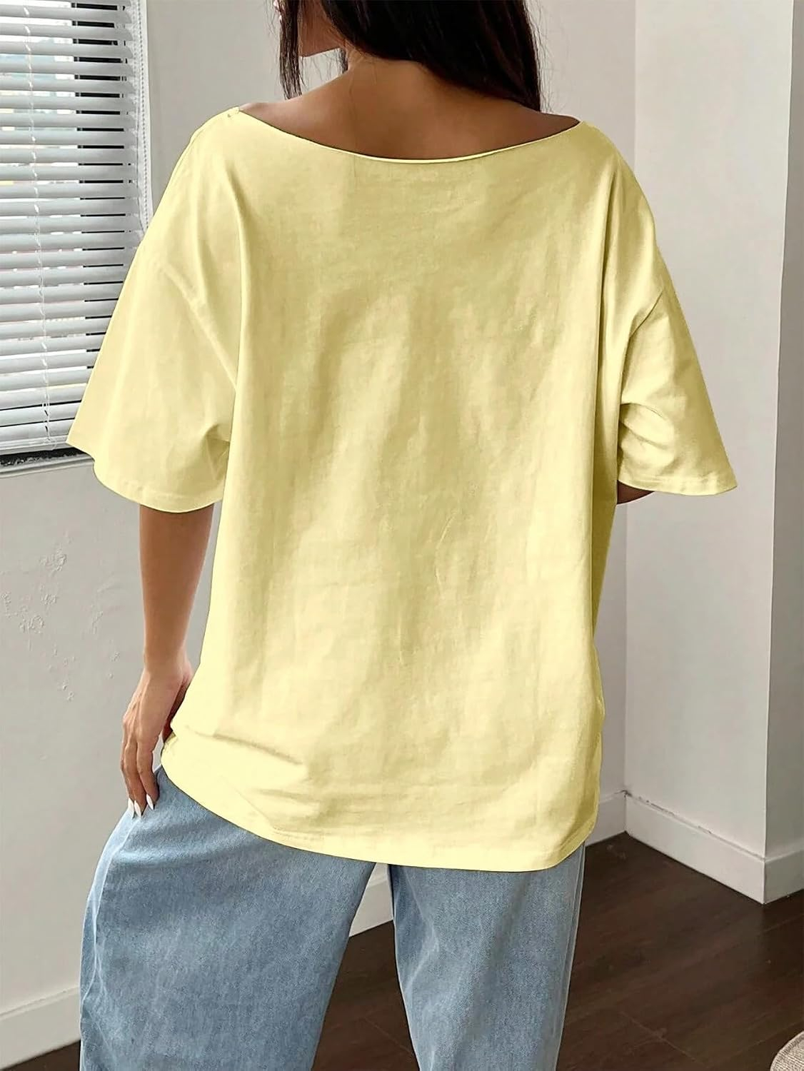 Women's Asymmetric-Neck Graphic T-Shirt - Image 3