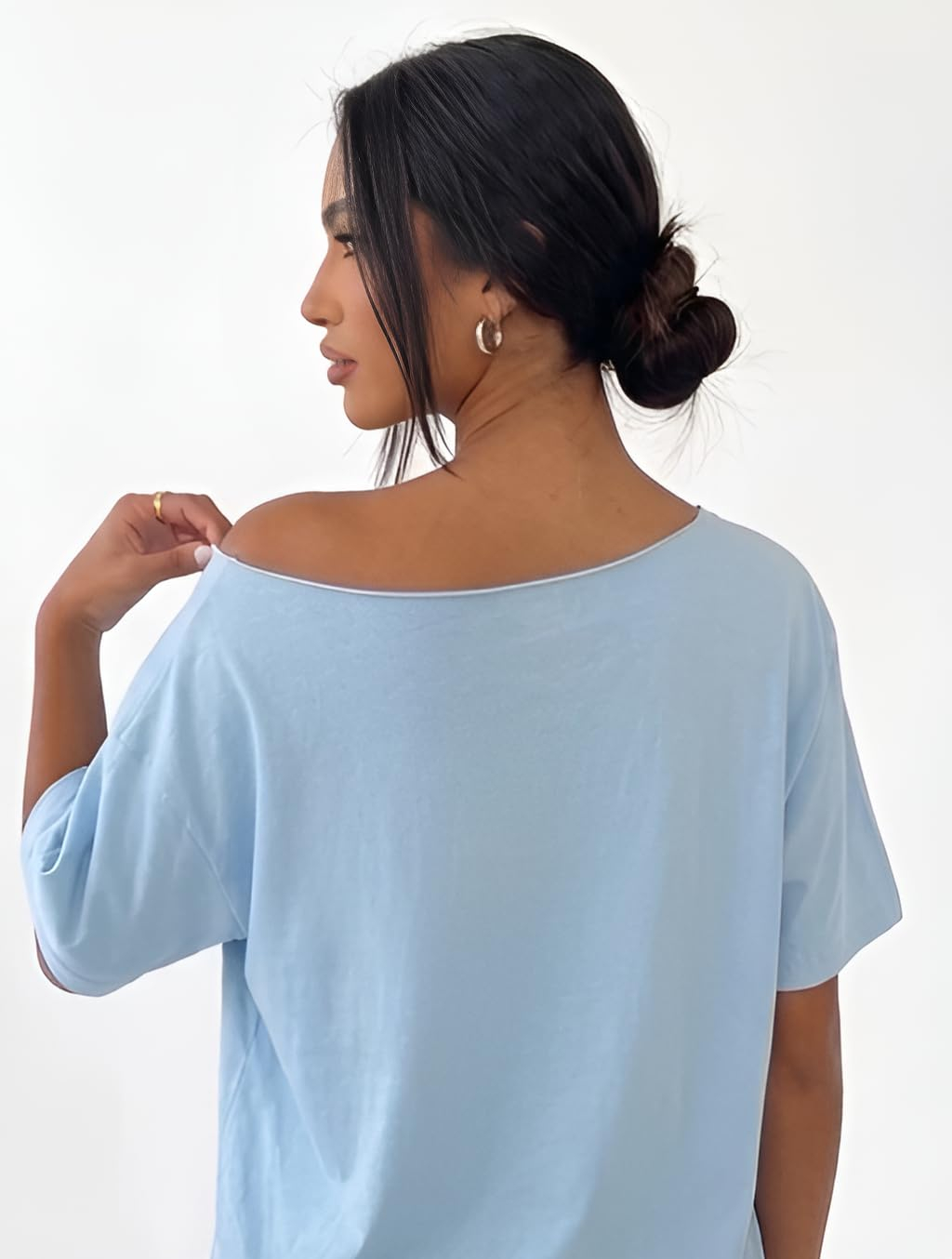 Women's Asymmetric-Neck Graphic T-Shirt - Image 8