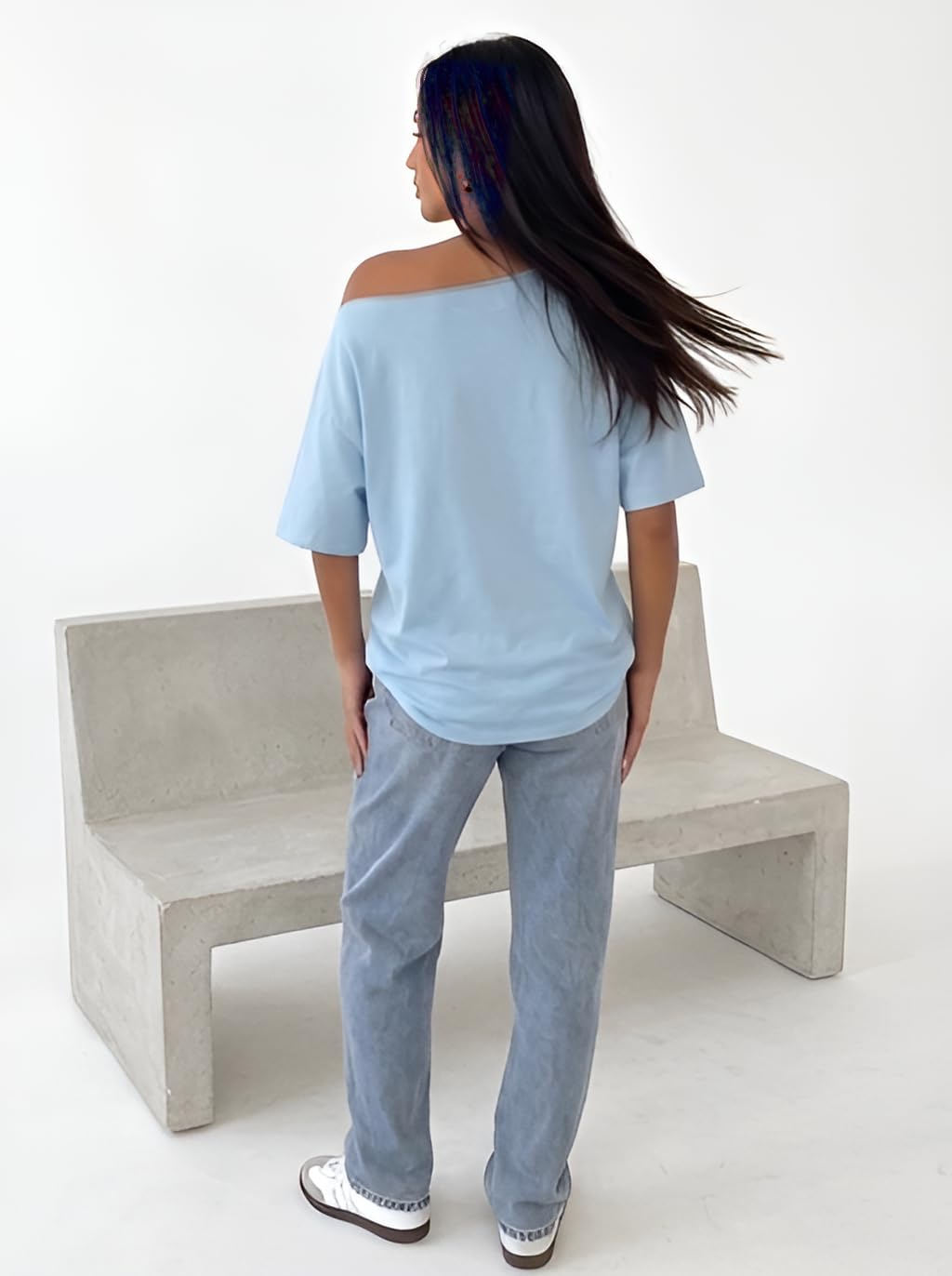 Women's Asymmetric-Neck Graphic T-Shirt - Image 11