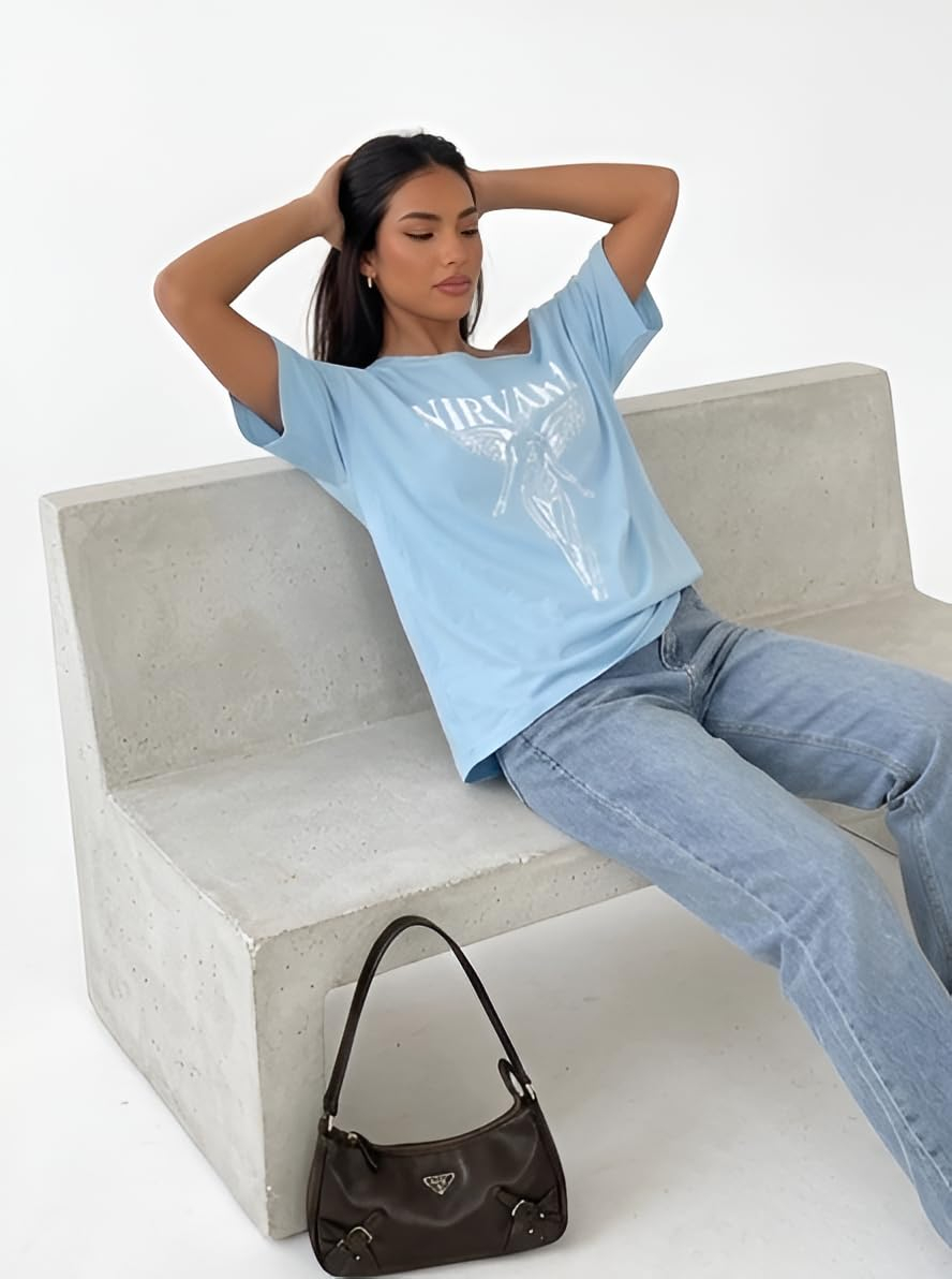 Women's Asymmetric-Neck Graphic T-Shirt - Image 12