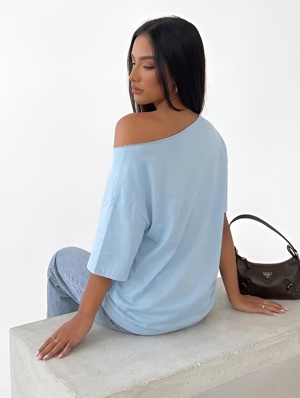 Women's Asymmetric-Neck Graphic T-Shirt - Image 14