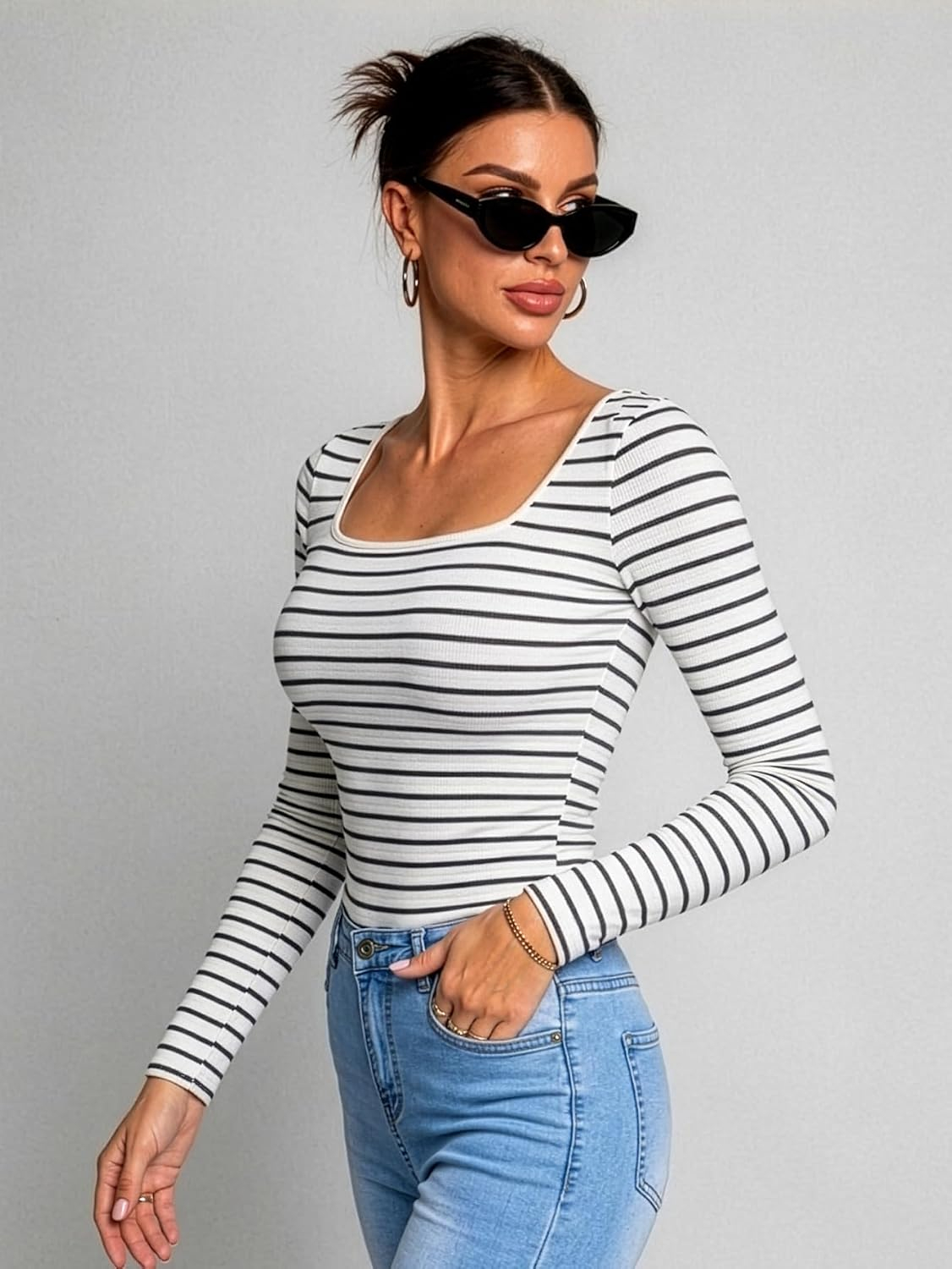 Women's Long-Sleeve Slim-Fit Top - Image 43