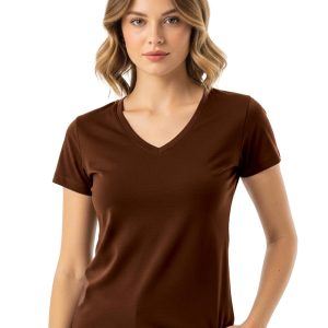 Women's Cotton-Lycra V-Neck T-Shirt