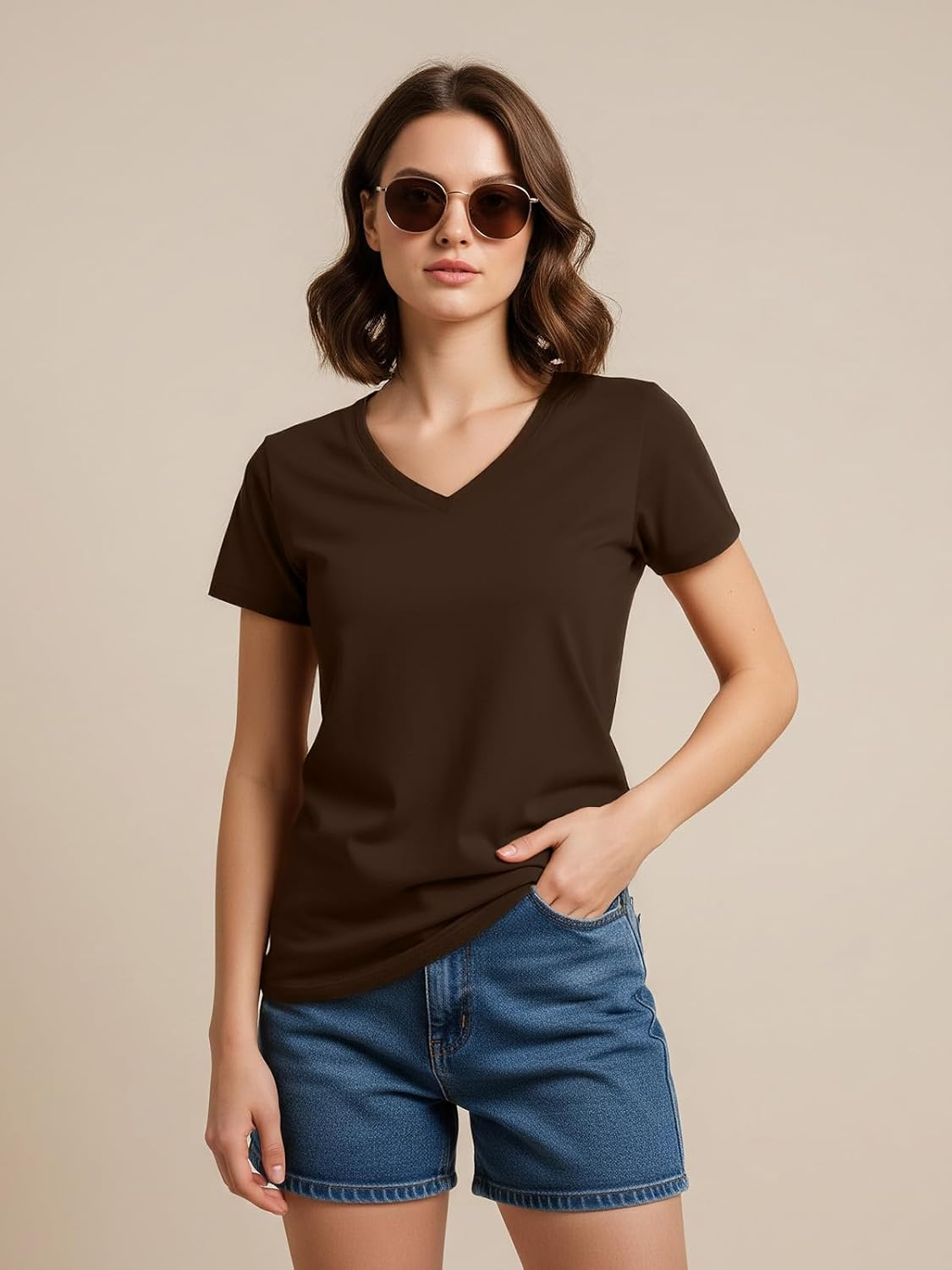 Women's Cotton-Lycra V-Neck T-Shirt - Image 5