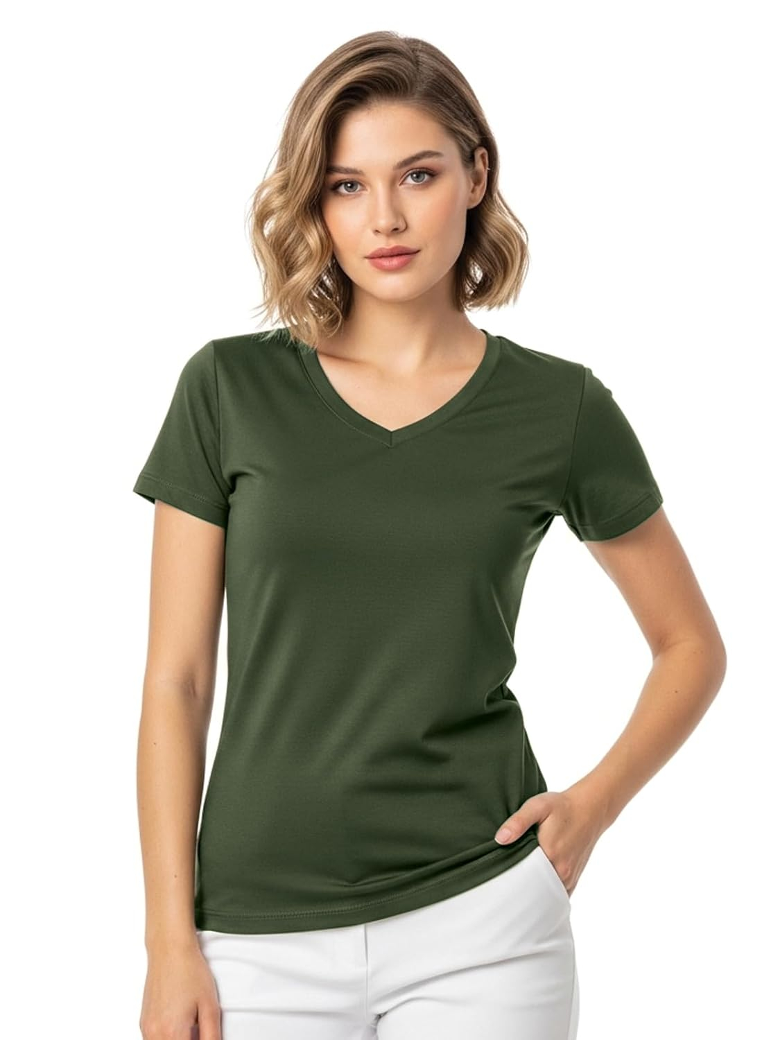 Women's Cotton-Lycra V-Neck T-Shirt - Image 8