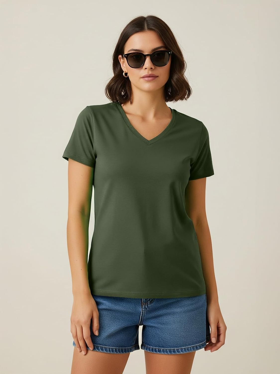 Women's Cotton-Lycra V-Neck T-Shirt - Image 10