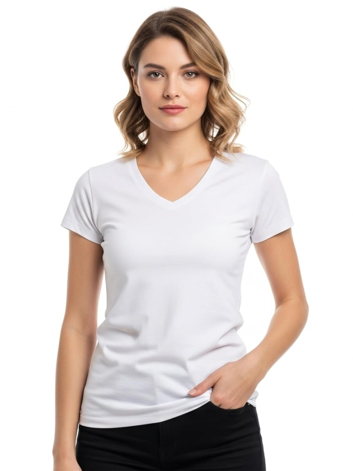 Women's Cotton-Lycra V-Neck T-Shirt - Image 13