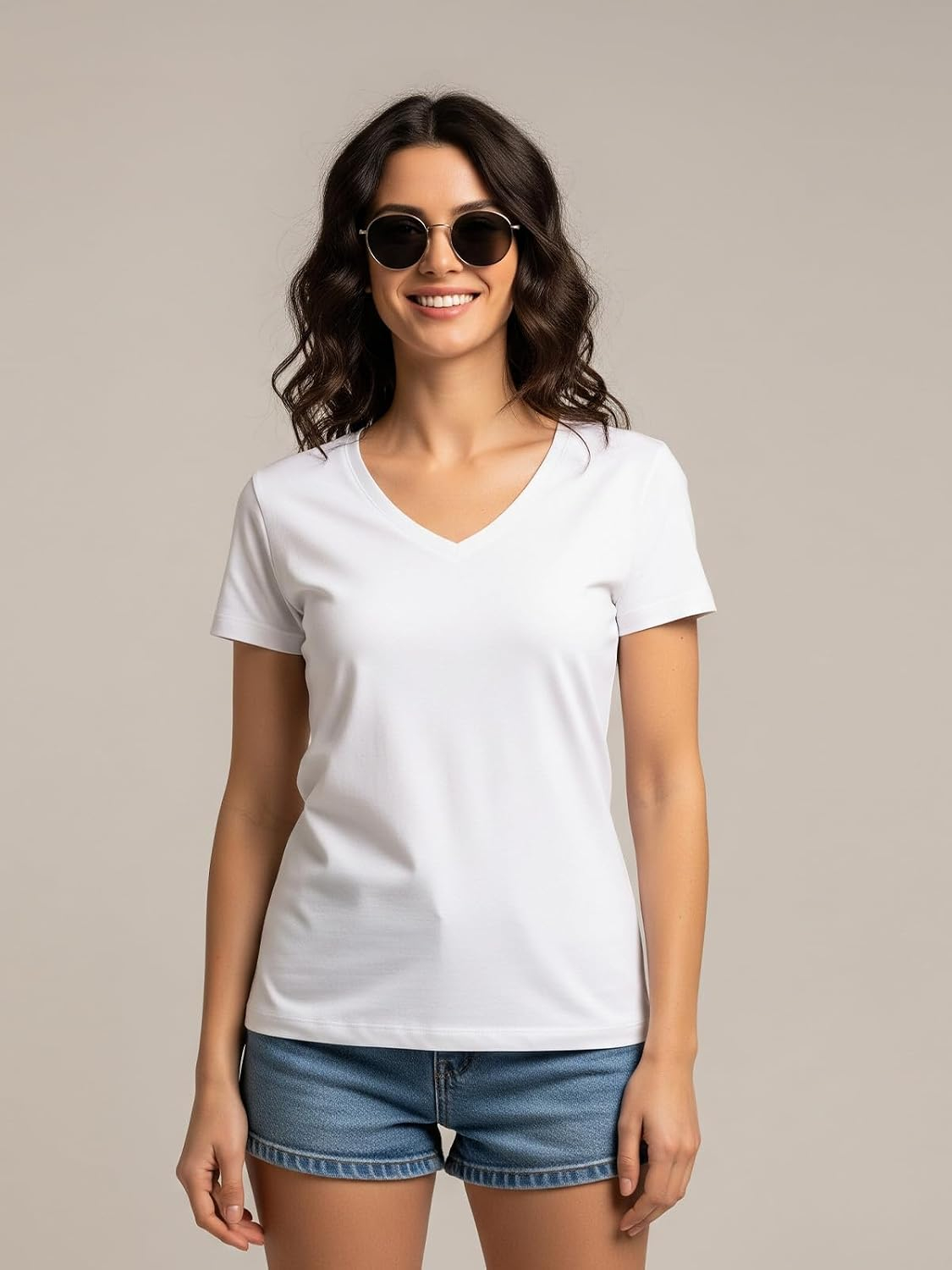 Women's Cotton-Lycra V-Neck T-Shirt - Image 15