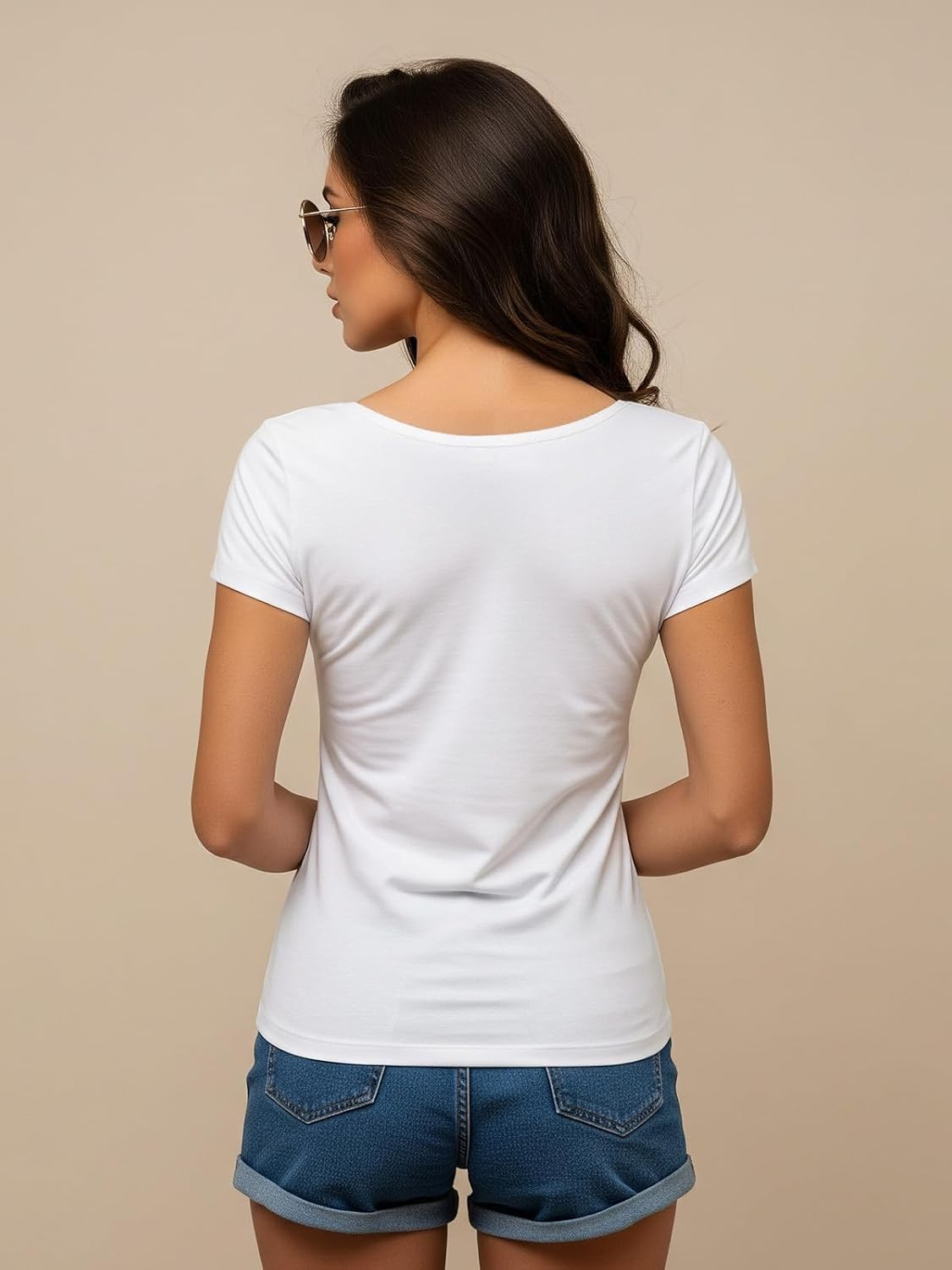 Women's Cotton-Lycra V-Neck T-Shirt - Image 16